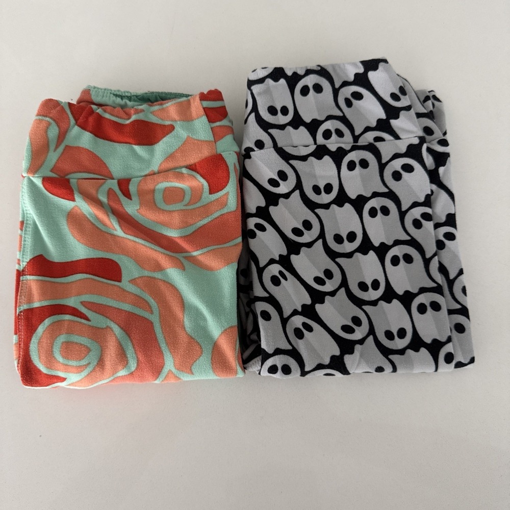 lularoe kids leggings l/xl lot Of Two Ghost And Roses